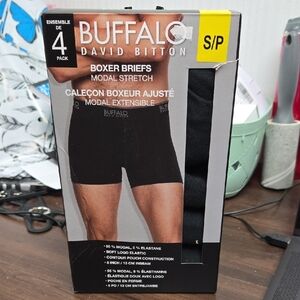 Buffalo David Bitton Size S Black 4 Pack of Modal Stretch Boxer Briefs